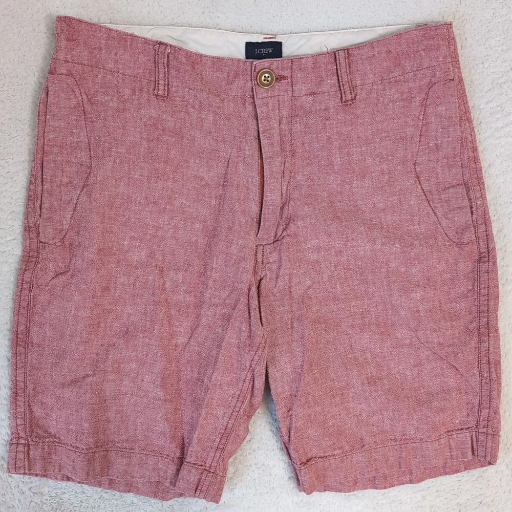 J. CREW Shorts Men's 31 Pink‎ Flat Front Linen Blend 8